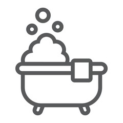 Bath line icon, Real estate and home, shower sign vector graphics, a linear pattern on a white background, eps 10.