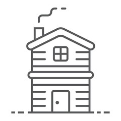 Cottage thin line icon, real estate and home, apartment sign vector graphics, a linear pattern on a white background, eps 10.