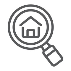 Find Real Estate Company line icon, real estate and home, search home sign vector graphics, a linear pattern on a white background, eps 10.