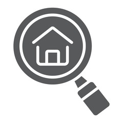 Find Real Estate Company glyph icon, real estate and home, search home sign vector graphics, a solid pattern on a white background, eps 10.