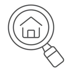Find Real Estate Company thin line icon, real estate and home, search home sign vector graphics, a linear pattern on a white background, eps 10.