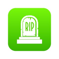 Gravestone with RIP text icon digital green