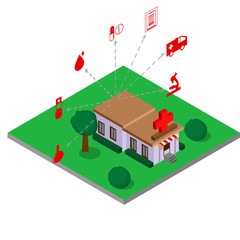 medical concept. Ordering medical services online. Drug delivery at home. Vector isometry.