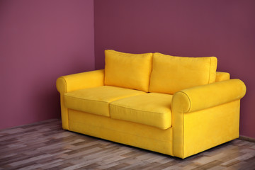 Elegant room interior with comfortable sofa