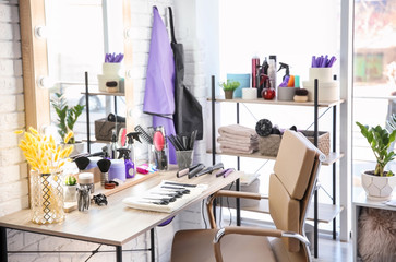 Hairdresser's workplace in salon
