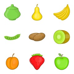 Eco product icons set, cartoon style