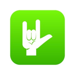 Obraz premium Rock gesture icon digital green