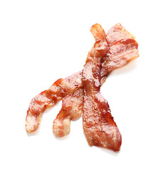 Fried bacon on white background