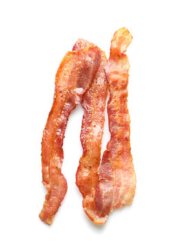 Fried Bacon On White Background