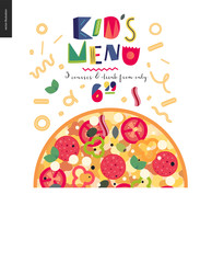 Italian restaurant set - pizza and lettering Kids menu