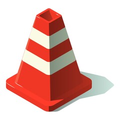 Construction cone icon, isometric style