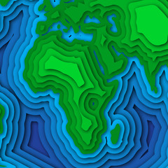 Earth planet background in 3d paper cut design.