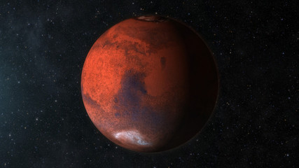 Mars in space.