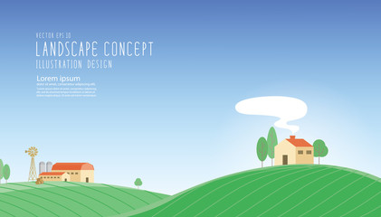 The house is located on the mound. In the field farm.