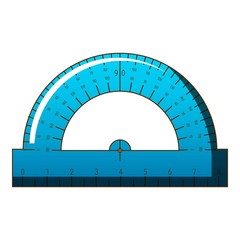 Maths ruler icon, cartoon style