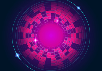 Vector Illustration abstract red blue circular equalizer background
