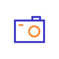 camera outline blue orange icon vector illustration