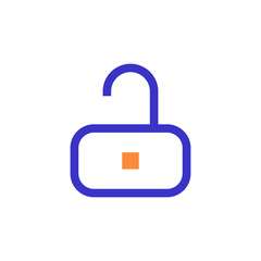 unlock outline blue orange icon vector illustration