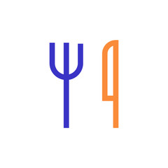 eat outline blue orange icon vector illustration