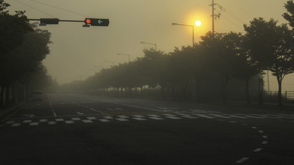 Misty morning sunrise holidays