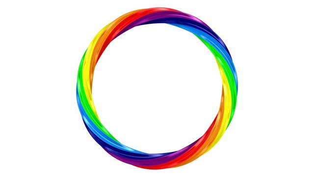 Twisted rainbow ring on white background. isolated 3d render