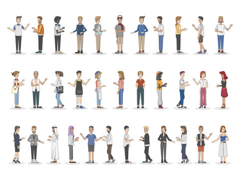 Illustration set of diverse people isolated