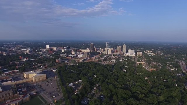 drone shots of downtown Raleigh North Carolina