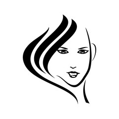 beautiful woman face line vector