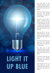 Autism awareness day. Light it up blue. Poster, flyer or banner template. Vector Illustration