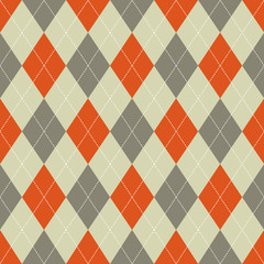 Seamless argyle pattern. Retro Orange and brown colors. Vector