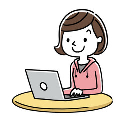 女の子：インターネット、パソコン
