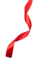 Red satin ribbon isolated on white background