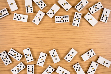 chips game domino wood on table with space for text