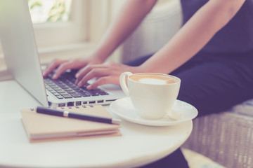 beautiful young woman using laptop computer