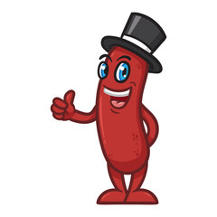 Cartoon Sausage Character Wearing Top Hat
