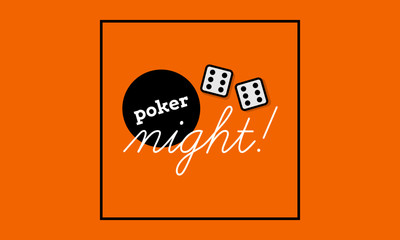 Poker Night Typography With Two Dice Rolling Sixes 