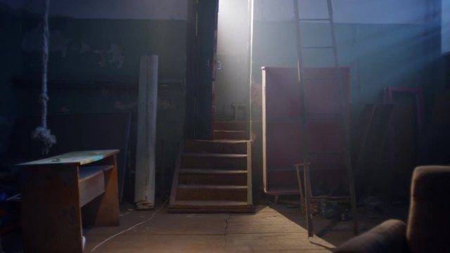 Interior of old abandoned scary place. Shot on RED Cinema Camera in slow motion.