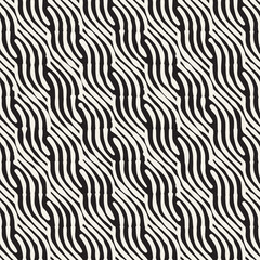 Hand drawn striped seamless pattern with brushstrokes tiling. Abstract freehand texture for print