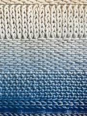 White and blue winter knitted background