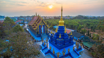 Chiang Rai Blue Temple or Wat Rong Seua Ten is located in Rong Suea Ten in the district of Rimkok a...