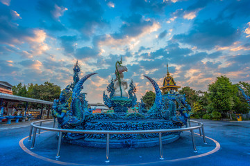 Chiang Rai Blue Temple or Wat Rong Seua Ten is located in Rong Suea Ten in the district of Rimkok a few kilometers outside Chiang Rai