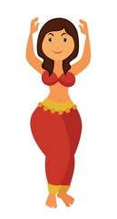 Belly dancer in traditional Indian clothes made of chiffon