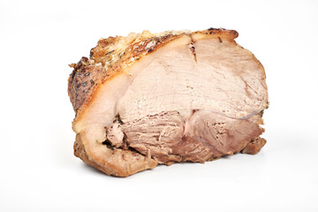 Baked pork roast with white background