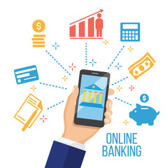 Concept for mobile banking and online payment.