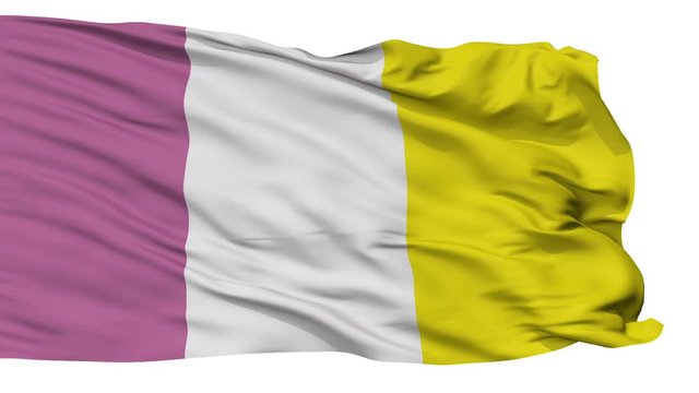 Ath flag, city of Belgium, realistic animation isolated on white seamless loop - 10 seconds long (alpha channel is included)
