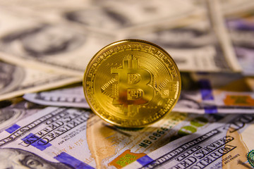 Bitcoin on the one hundred dollar bills