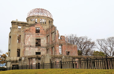 Genbaku dome in Hiroshima Japan. Genbaku dome also know as Hiroshima Peace memorial is an UNESCO world heritage site.