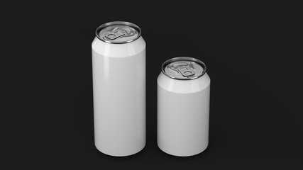 Big and small white soda cans mockup