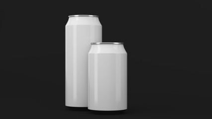 Big and small white soda cans mockup