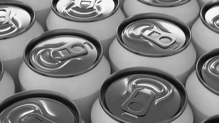 Big white soda cans on black background